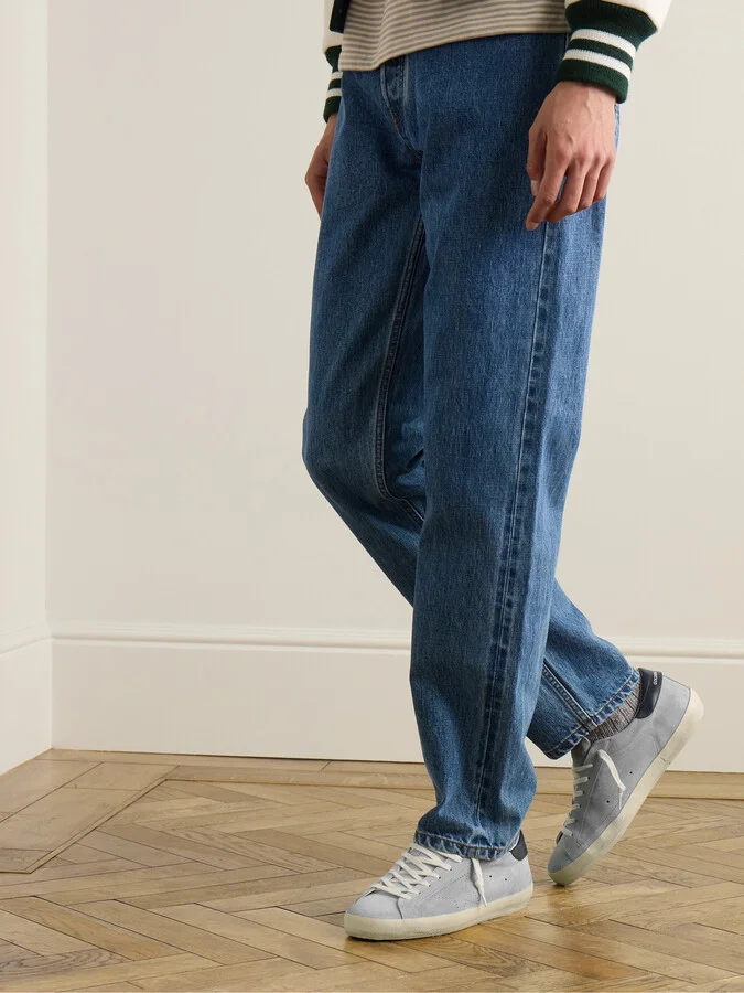 Super-Star Distressed Patent Leather-Trimmed Suede Sneakers - Image 2