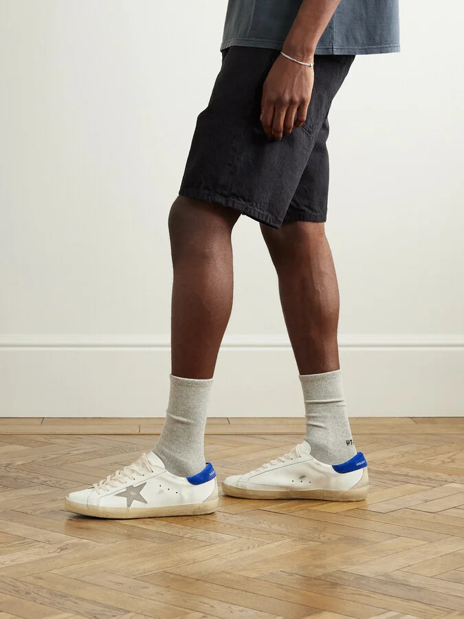 Super-Star Distressed Printed Suede-Trimmed Leather Sneakers - Image 2