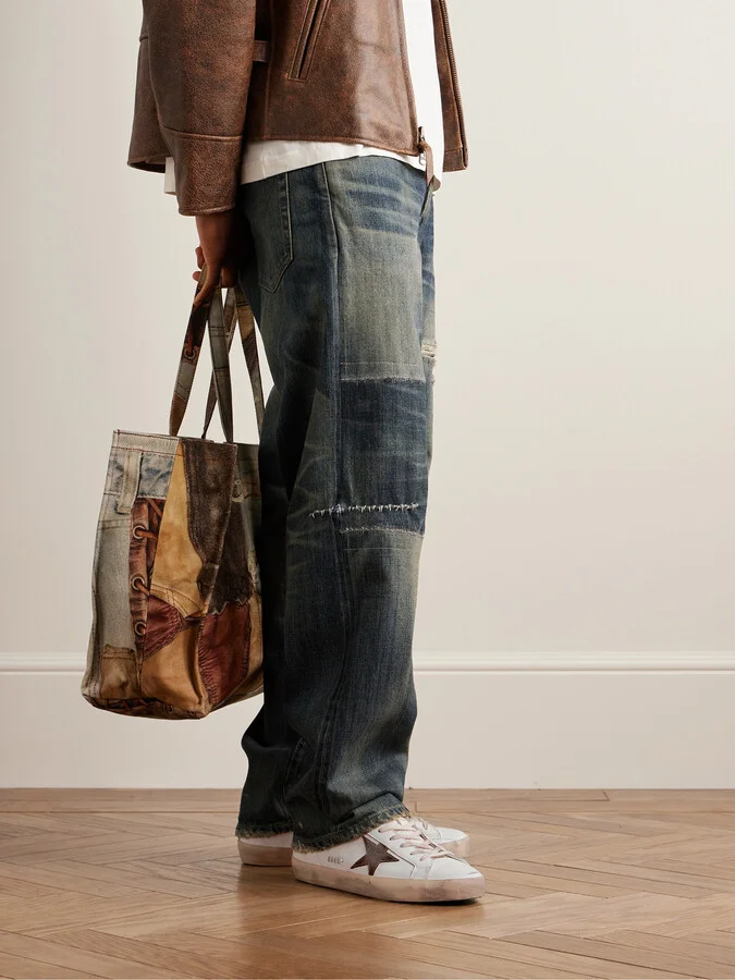 Super-Star Distressed Suede-Trimmed Leather Sneakers - Image 2