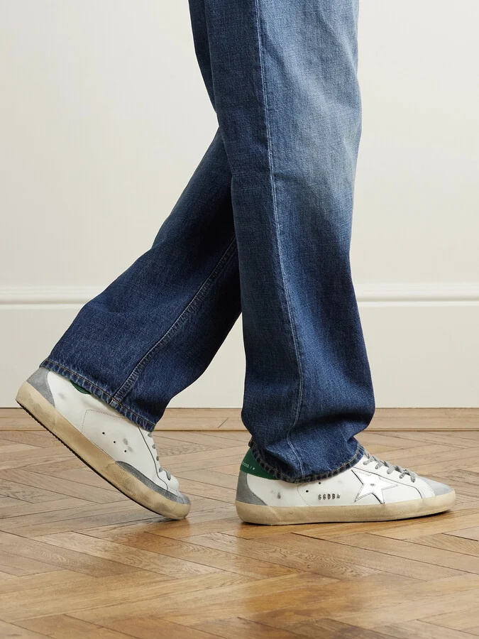 Super-Star Distressed Suede-Trimmed Leather Sneakers - Image 2