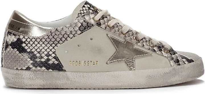 Super Star Leather/Python Print Leather Sneakers