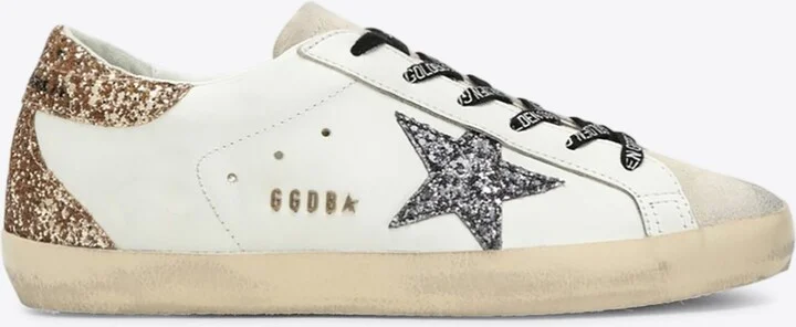 Super-Star Leather Sneakers with Glittered Star