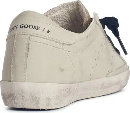 'super-star' Light Beige Leather Blend Sneakers With Leopard Pony Hair Star - Image 3