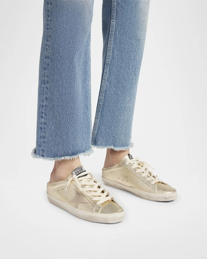 Super Star Sabot Metallic Leather Slide Sneakers - Image 6