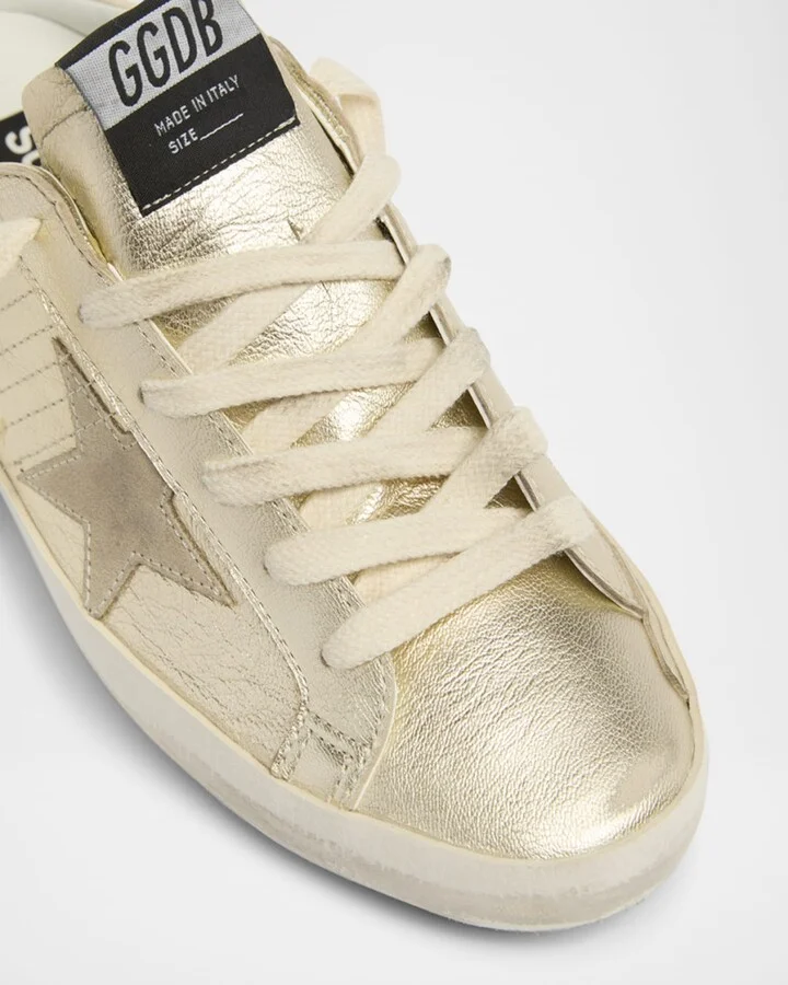 Super Star Sabot Metallic Leather Slide Sneakers - Image 9