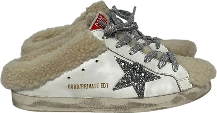 Super-Star Sabot Sheared Slip-On Sneakers in White Leather