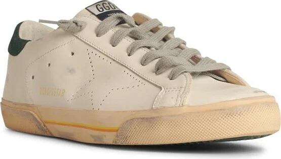 Super-star Skate' In White Leather With Green Suede Heel - Image 2