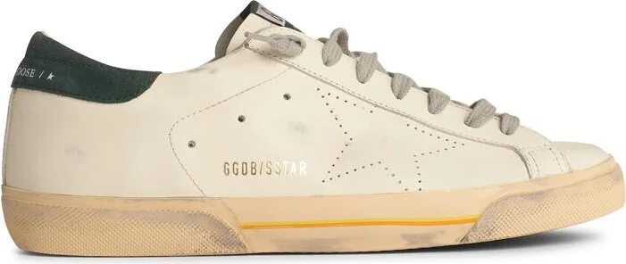 Super-star Skate' In White Leather With Green Suede Heel