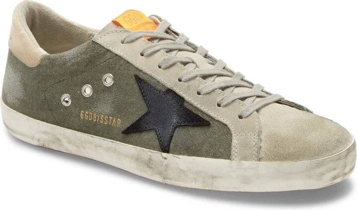 Green Canvas/ Black Suede Star