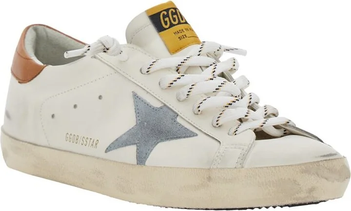 'Super-Star' White Low Top Sneakers With Embossed Logo And Contrasting Heel In Leather Man - Image 2