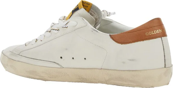 'Super-Star' White Low Top Sneakers With Embossed Logo And Contrasting Heel In Leather Man - Image 3