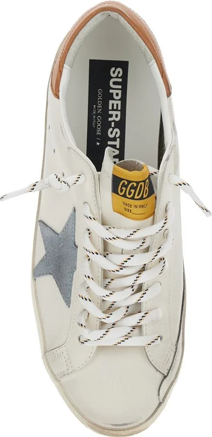 'Super-Star' White Low Top Sneakers With Embossed Logo And Contrasting Heel In Leather Man - Image 4