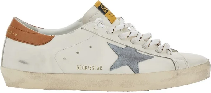 'super-star' White Low Top Sneakers With Embossed Logo And Contrasting Heel In Leather Man