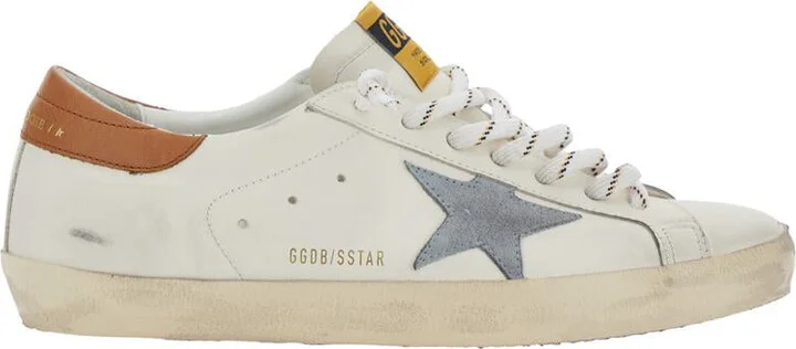 'Super-Star' White Low Top Sneakers With Embossed Logo And Contrasting Heel In Leather Man