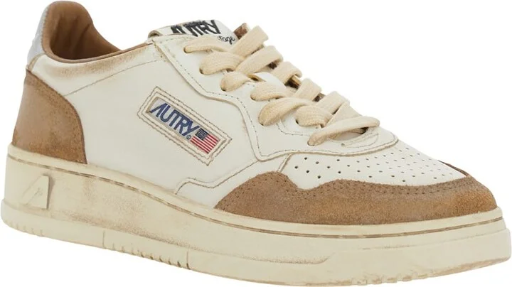 'super Vintage' Beige Low Top Sneakers With Logo Detail In Leather Woman - Image 2