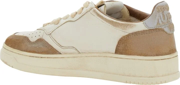 'super Vintage' Beige Low Top Sneakers With Logo Detail In Leather Woman - Image 3