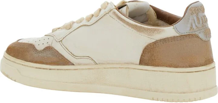 'Super Vintage' Beige Low Top Sneakers With Logo Detail In Leather Woman - Image 3