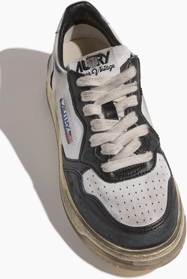 Super Vintage Low Top Sneakers in White/Black/Silver - Image 4