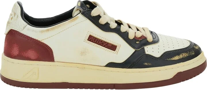 'super Vintage' Multicolor Low Top Sneakers With Logo Detail In Leather Man