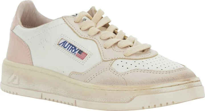 'super Vintage' Pink Low Top Sneakers With Logo Detail In Leather Woman - Image 2