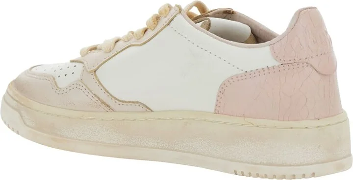 'super Vintage' Pink Low Top Sneakers With Logo Detail In Leather Woman - Image 3