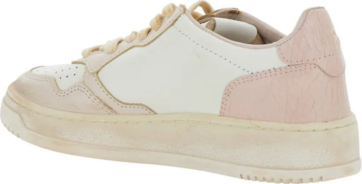 'Super Vintage' Pink Low Top Sneakers With Logo Detail In Leather Woman - Image 3