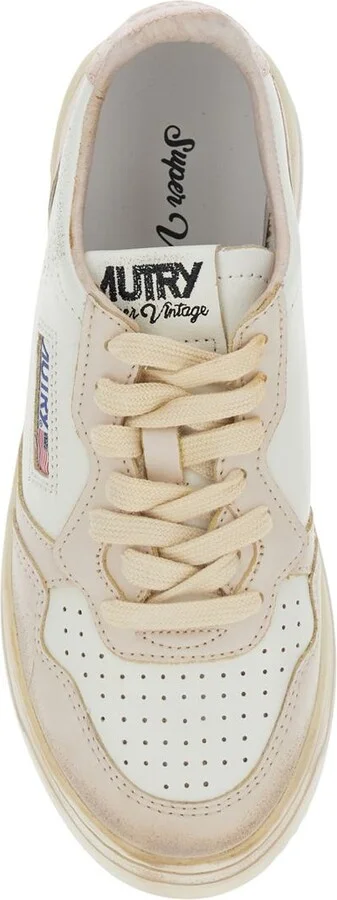 'Super Vintage' Pink Low Top Sneakers With Logo Detail In Leather Woman - Image 4