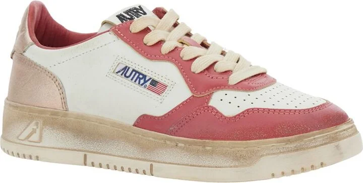 'Super Vintage' Red Sneakers With Logo Patch On The Tongue And Distressed Effect In Leather Woman - Image 2