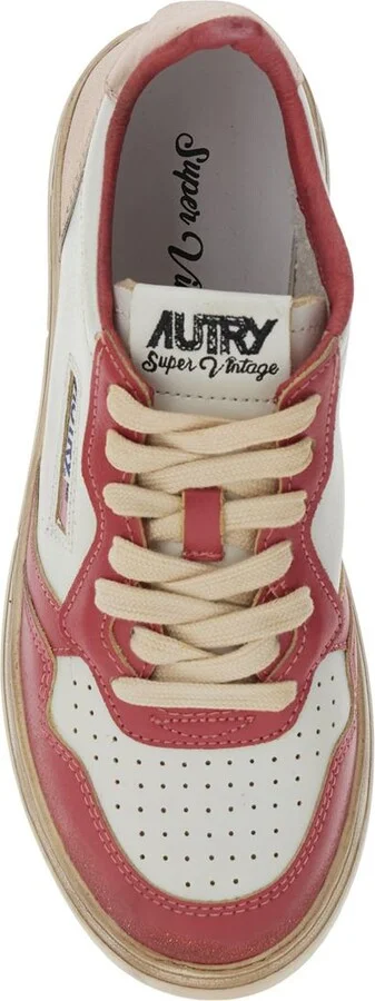 'Super Vintage' Red Sneakers With Logo Patch On The Tongue And Distressed Effect In Leather Woman - Image 4