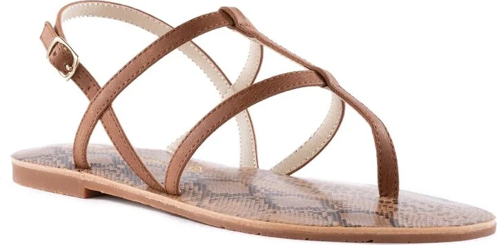 Super Woman Womens Vegan Leather Slingback Flat Sandals