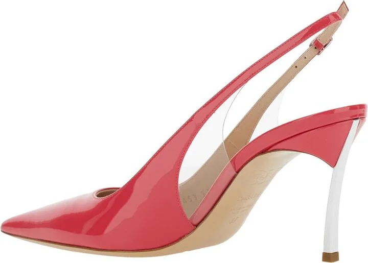'Superblade Tiffany' Pink Slingback Pumps With High Heel In Patent Leather Woman - Image 3