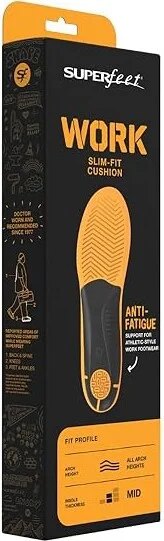 Superfeet Work Cushion Slim-Fit Insoles Foot Care Faience : Mens 11.5-13 / Womens 12.5-14, Synthetic - Image 2