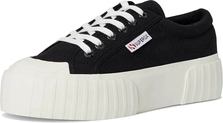 Superga 2631 Stripe Platform Shoes Black/White Avorio : EU 38 (US Men's 6 - Women's 7.5) Medium - Image 5