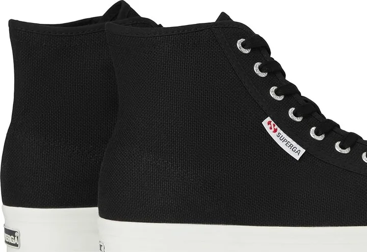 Superga 2708 Hi Top Shoes Black/F White : EU 41 (US Men's 8 - Women's 9.5) Medium - Image 7