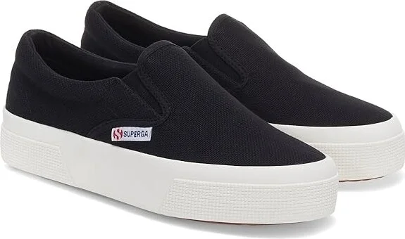 Superga 2740 Platform Slip On Women's Shoes Black : EU 39 (US Women's 8) Medium, Canvas/Rubber
