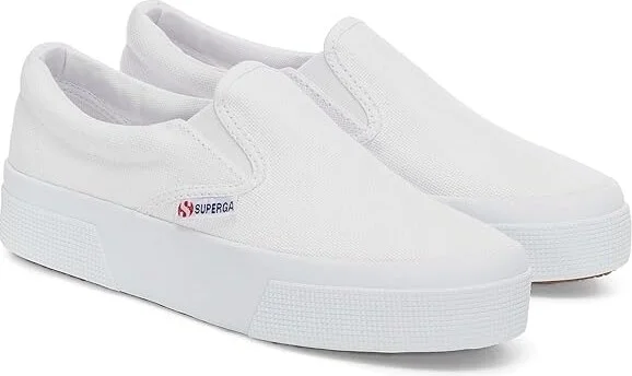Superga 2740 Platform Slip On Women's Shoes White : EU 38 (US Women's 7.5) Medium, Canvas/Rubber