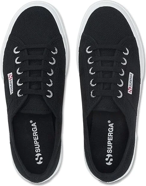 Superga 2750 COTU Classic Sneaker Lace up casual Shoes Black/Full White : EU 35 (US Men's 3.5 - Women's 5) Medium, Canvas/Textile - Image 2