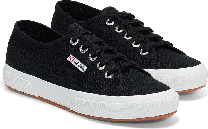 Superga 2750 COTU Classic Sneaker Lace up casual Shoes Black/Full White : EU 35 (US Men's 3.5 - Women's 5) Medium, Canvas/Textile