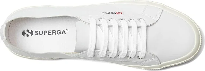 Superga 2750 Unlined Nappa Shoes Optical White/Silver/Favorio : EU 39 (US Men's 6.5 - Women's 8) Medium, Leather - Image 2