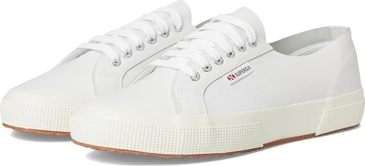 Superga 2750 Unlined Nappa Shoes Optical White/Silver/Favorio : EU 39 (US Men's 6.5 - Women's 8) Medium, Leather