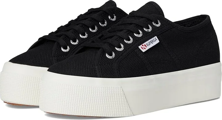 Superga 2790 Platform Athletic Shoes Black/F Avorio : EU 38 (US Men's 6 - Women's 7.5) Medium, Cotton/Rubber