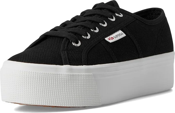 Superga 2790 Platform Athletic Shoes Black/F White : EU 40 (US Men's 7.5 - Women's 9) Medium, Cotton/Rubber - Image 5