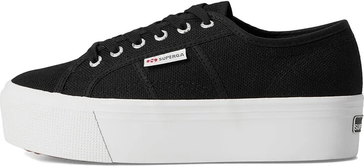 Superga 2790 Platform Athletic Shoes Black/F White : EU 40 (US Men's 7.5 - Women's 9) Medium, Cotton/Rubber - Image 6