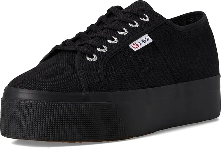 Superga 2790 Platform Athletic Shoes Full Black : EU 38 (US Men's 6 - Women's 7.5) Medium, Cotton/Rubber - Image 5