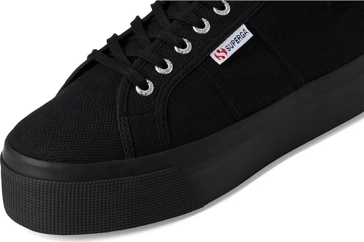 Superga 2790 Platform Athletic Shoes Full Black : EU 38 (US Men's 6 - Women's 7.5) Medium, Cotton/Rubber - Image 7