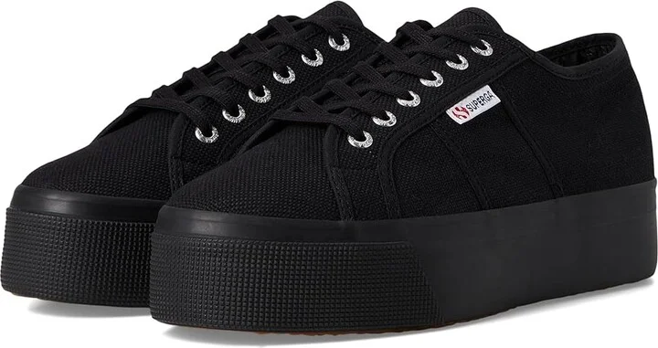 Superga 2790 Platform Athletic Shoes Full Black : EU 38 (US Men's 6 - Women's 7.5) Medium, Cotton/Rubber