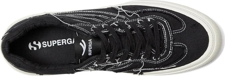 Superga 2941 Revolley Distressed Stone Washed Shoes Black/White Avorio : EU 35 (US Men's 3.5 - Women's 5) Medium, Canvas - Image 2
