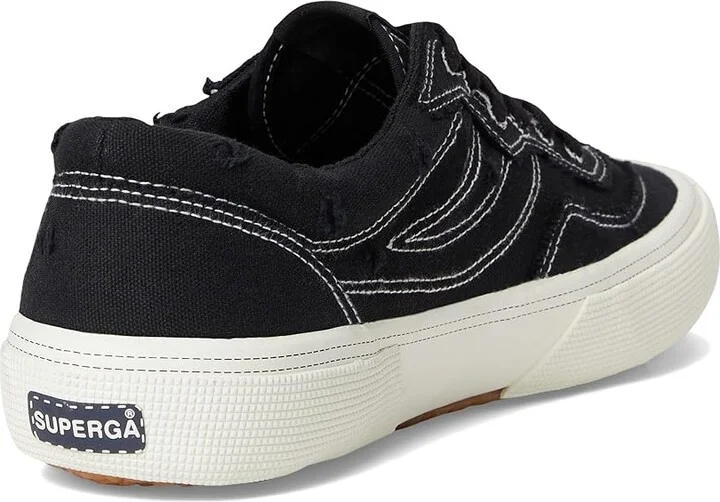 Superga 2941 Revolley Distressed Stone Washed Shoes Black/White Avorio : EU 35 (US Men's 3.5 - Women's 5) Medium, Canvas - Image 4