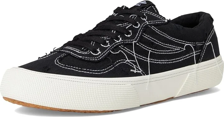 Superga 2941 Revolley Distressed Stone Washed Shoes Black/White Avorio : EU 35 (US Men's 3.5 - Women's 5) Medium, Canvas - Image 5