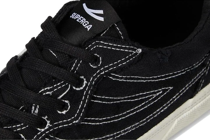 Superga 2941 Revolley Distressed Stone Washed Shoes Black/White Avorio : EU 35 (US Men's 3.5 - Women's 5) Medium, Canvas - Image 7